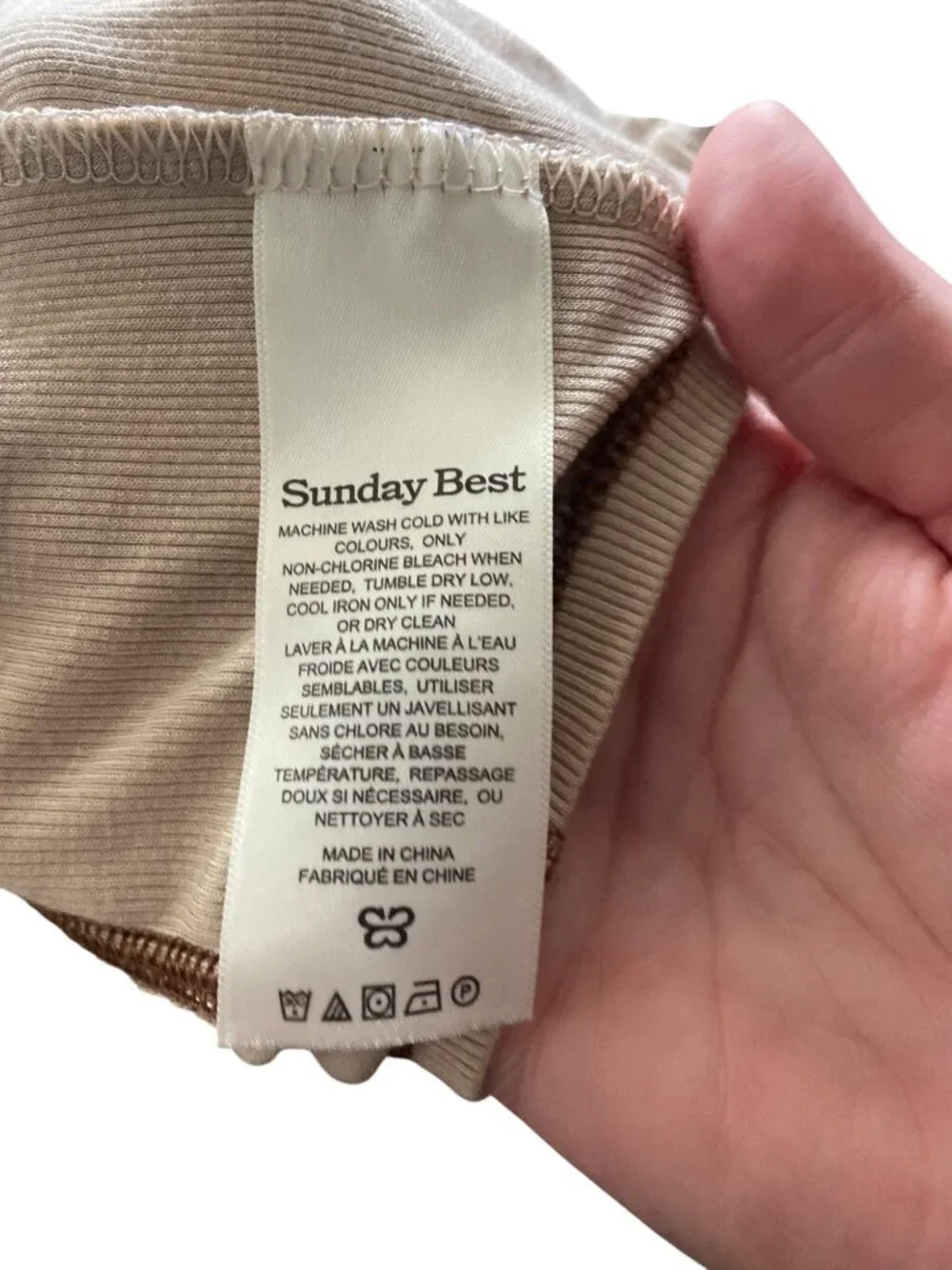 Aritzia Sunday Best Corset Stitch Crop Top Beige Size S Neutral Casual Y2K Retro